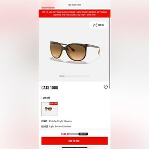 Ray-Ban Cats 1000 Sunglasses - Polished Light Havana